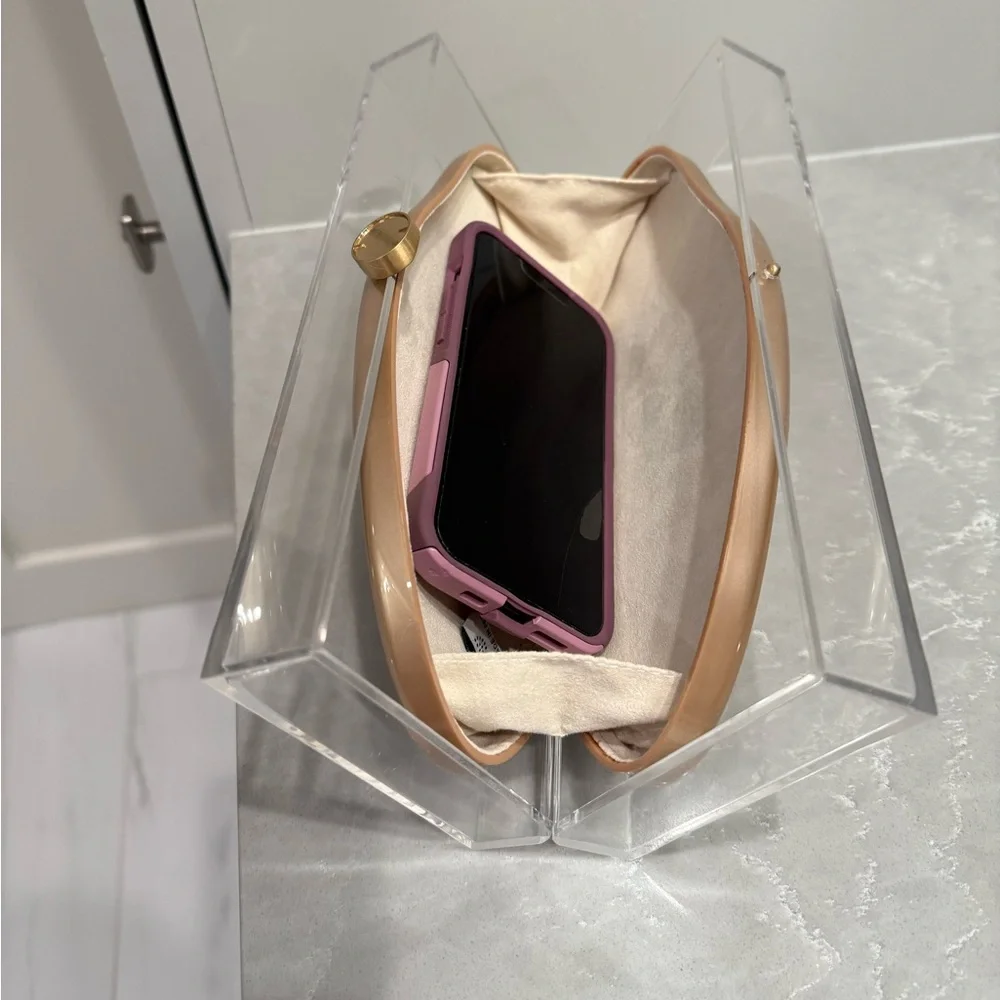 CULT GAIA Metallic Gold Clutch Enclosed In Acrylic-LOWEST PRICE AROUND - Picture 9 of 13